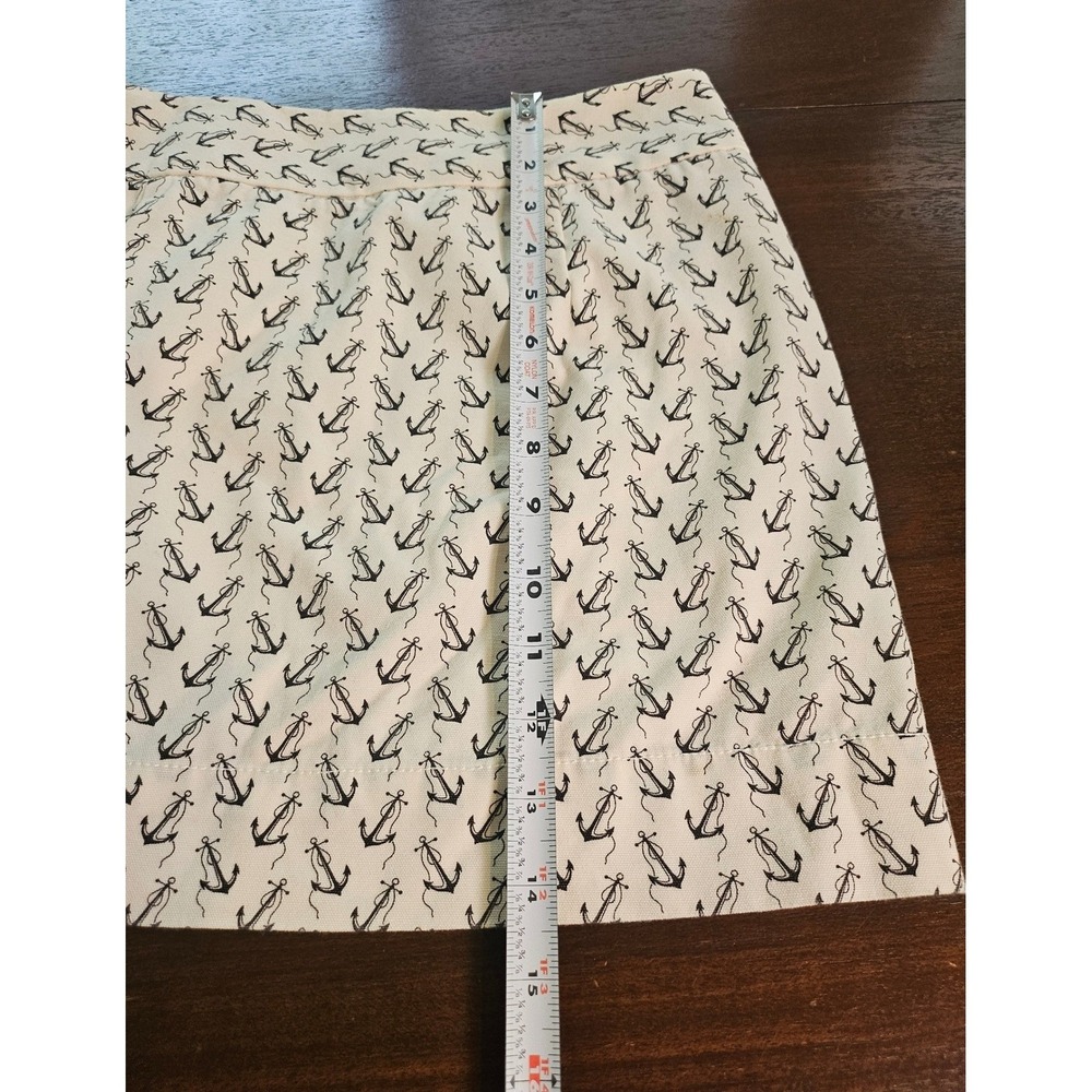 J Crew Brand Anchor Print Skirt Womens Size 4 Ivory Nautical Mini Skirt - Picture 4 of 5